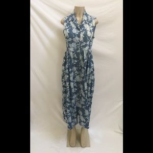Jane Ashley Sz Med Floral Print Denim Shirt Dress
